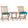 Day and Night - Day and Night Folding Garden Dining Set 3 Pieces Teak Wood Cushions
