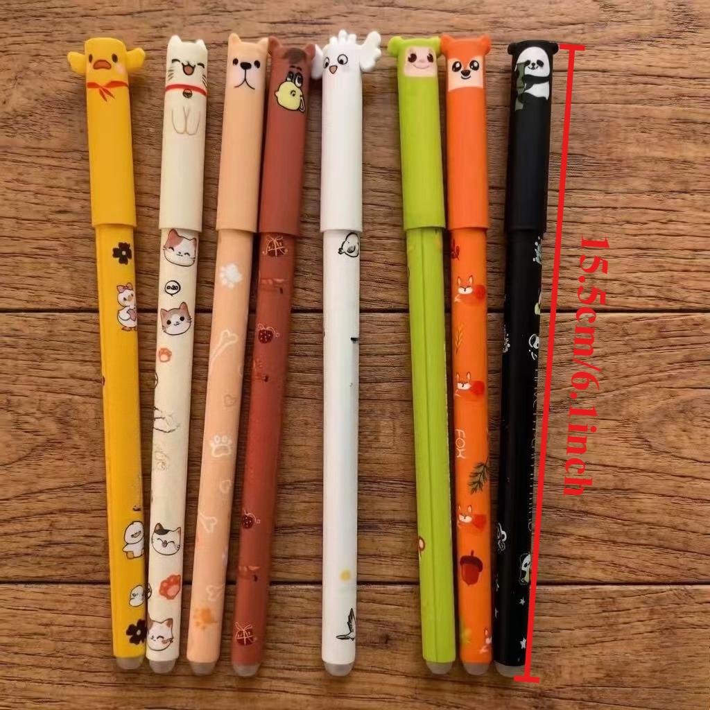 8 Pezzi Penne Gel Cancellabili a Forma di Animale con Punta da 0,7 mm per Scrittura Fluida e Traccia Chiara. Pratica e Divertente, Penna Cartone Animato