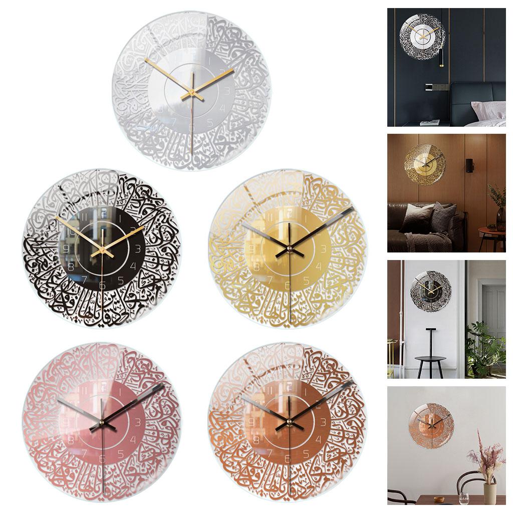 Acrylic Islamic Wall Clock 30cm Muslim Non-Ticking Battery Operated Seconds