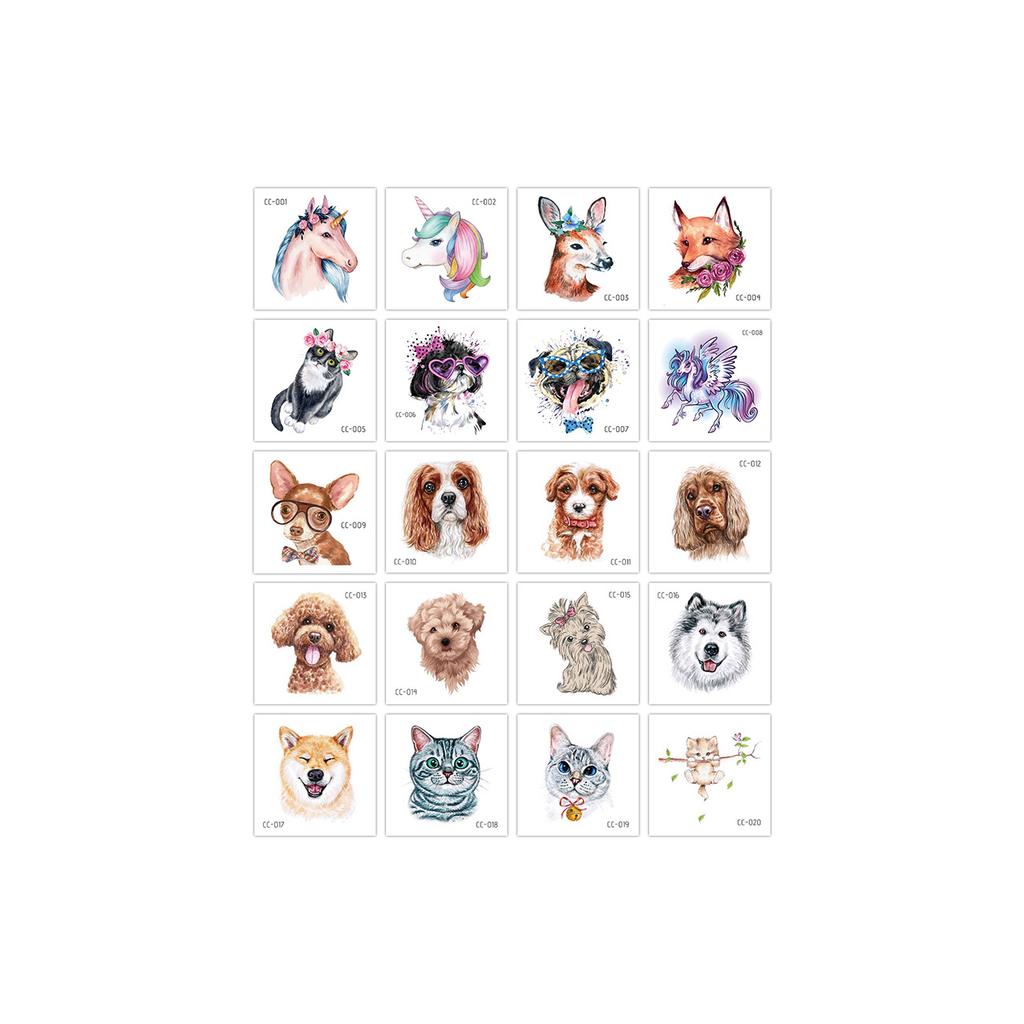 Animal Tattoo Sticker Set Waterproof Fashion Face Sticker Disposable Tattoo Sticker On the Back of Hand