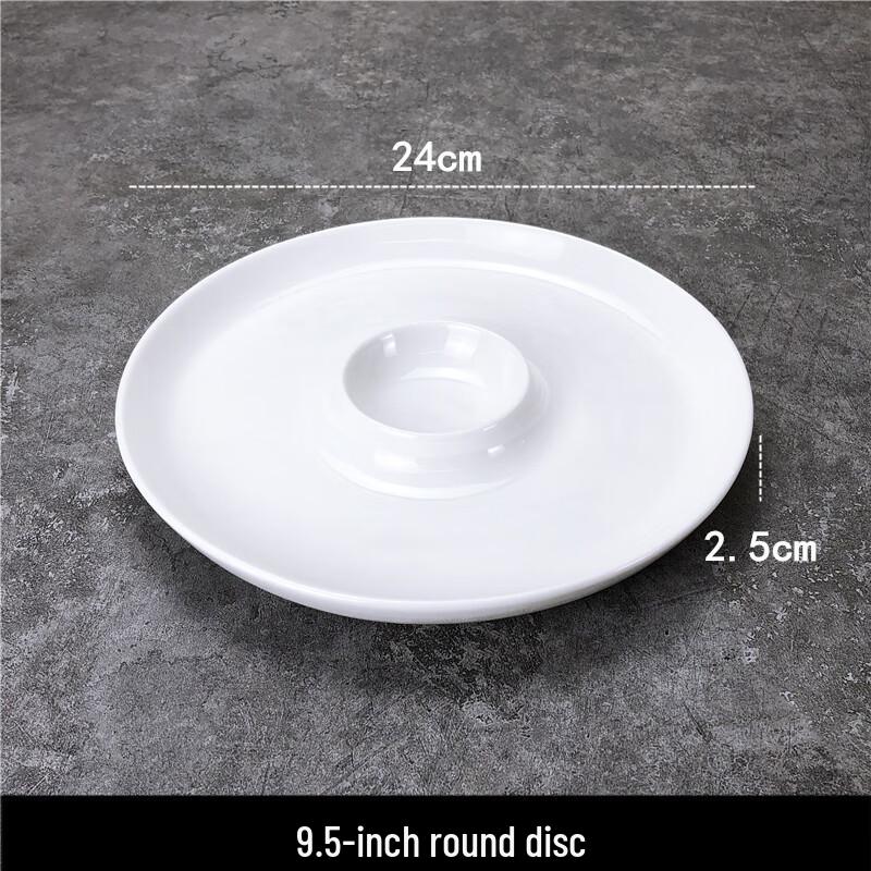 White Ceramic Dumpling Plate with Dipping Sauce Dish