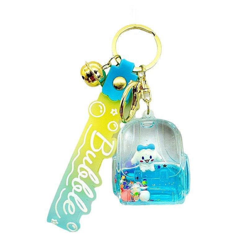 Cartoon Doll Keychain Cute Drifting Crystal Bottle Quicksand Bag Pendant Girl Trinkets Children