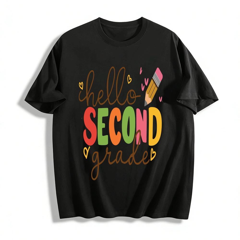 

Hello Second Grade Back to School Kids Casual Printed T-shirt Pure cotton T-shirt XXS