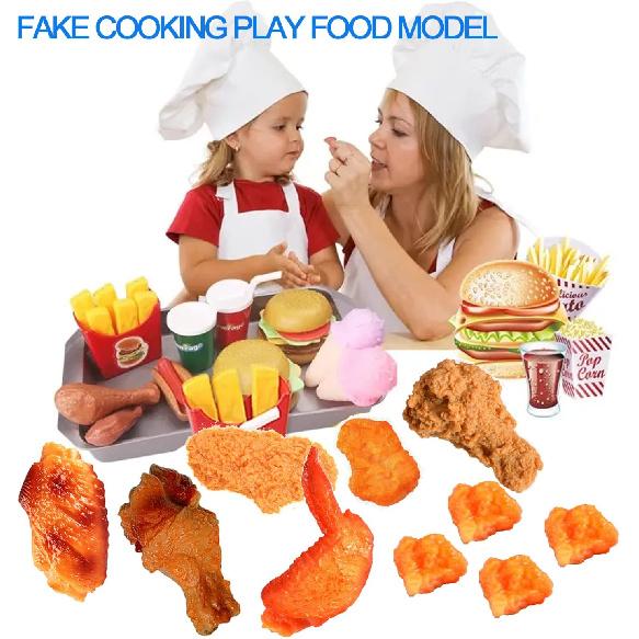 Kids Kitchen Play Food Set,Fake Fried Chicken Legs,Simulated Chicken Wings,Children Kitchen Toy Decoration,Restaurant Window Display Props,Fake Fried