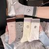 Korean Style Mid-Calf Seamless Cartoon Embroidery Mesh Slouch Socks for Spring/Summer