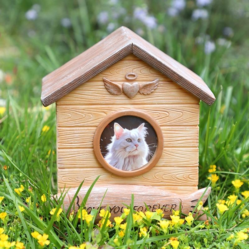 Memorial Urns for Pet Cremation Ashes Box Ashes Container Pet Memory Keepsakes Resin Cats Cremation Box for Small Animal