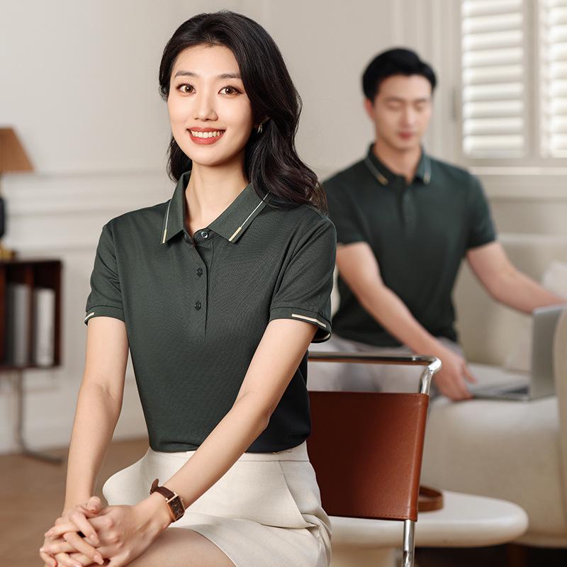 Unisex Summer Breathable Short Sleeve Polo Shirt with Turn-Down Collar for Corporate Group Customization