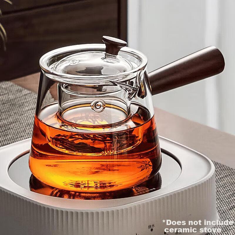 TEAHUE Glass Tea Pot with Side Handle, Tea Infuser Set with Separation, Glass Tea Set with Heating Functio
