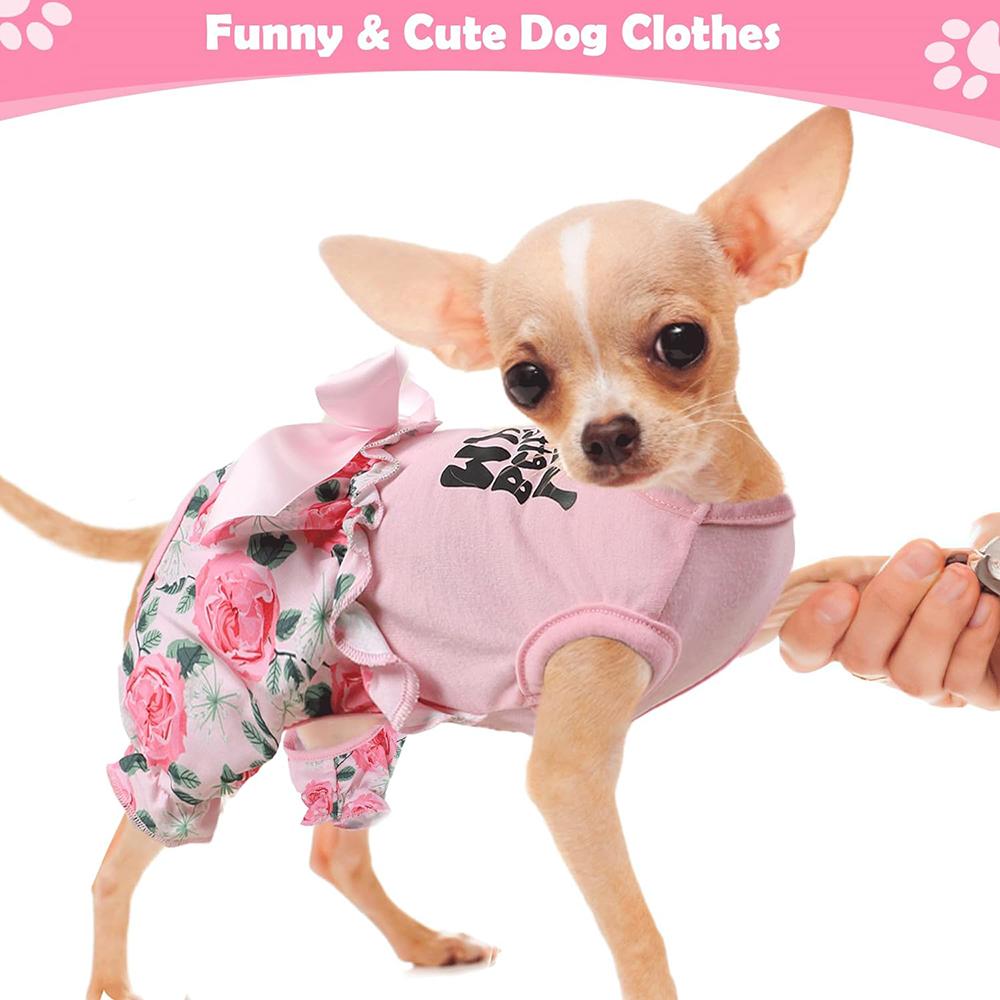 Floral Dog Jumpsuit Summer Overalls for Small Dogs Girl Puppy Clothes Pajamas Cat Outfits Pink Rose Flower Dog Costume 2024 New