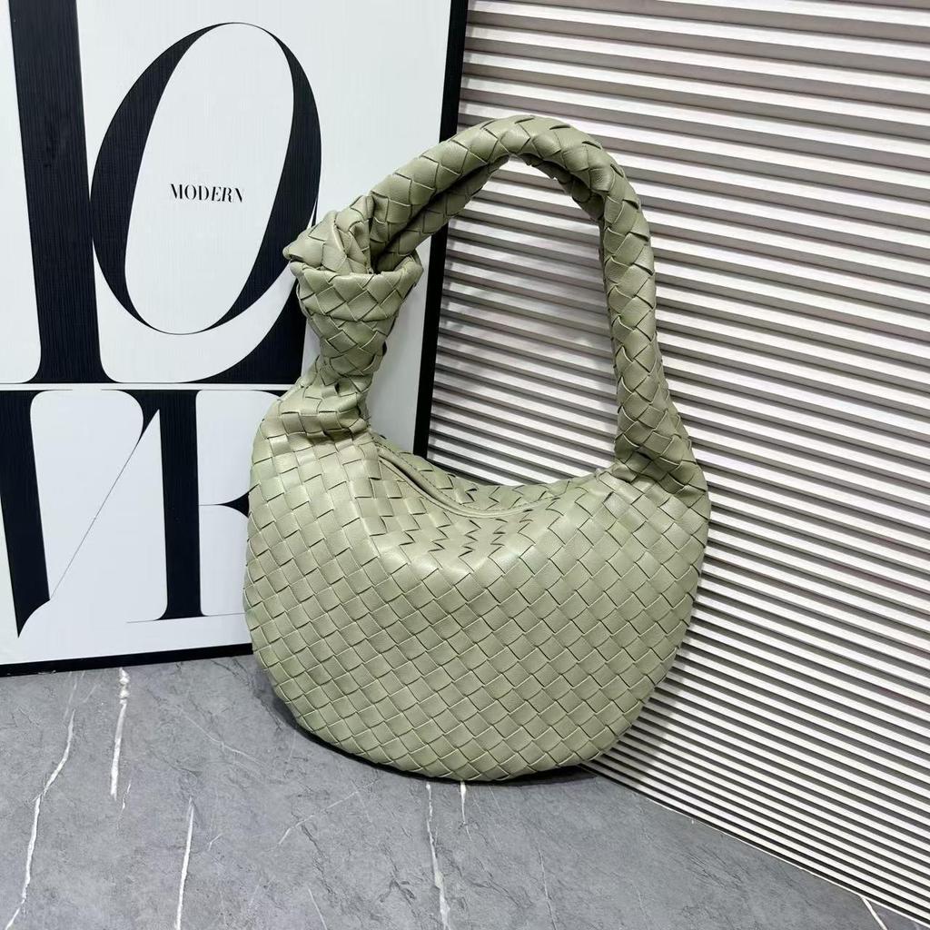 Handmade Woven Croissant Bag - Knotted Single Shoulder Underarm Tote