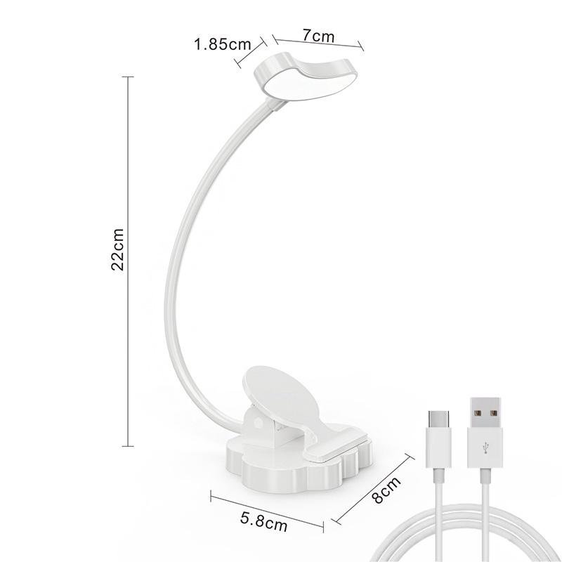 Flexible Clip on Book Lamp Touch Control Reading Light Eye Caring USB Rechargeable Books Led Lights for Night Reading Table Lamp