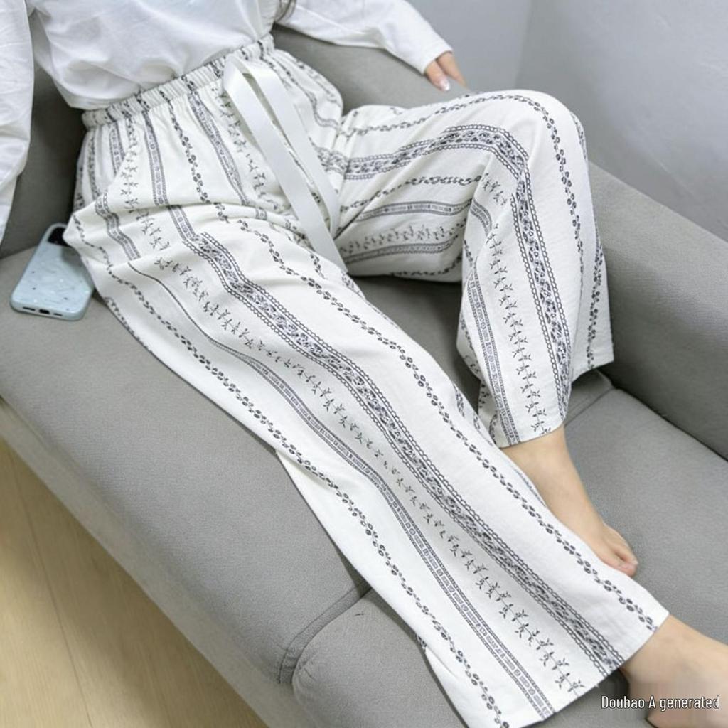Three Sizes Women's Cotton Silk Wide-Leg Rayon Pants - Spring/Summer Breathable, Plus Size Casual Home Sleepwear