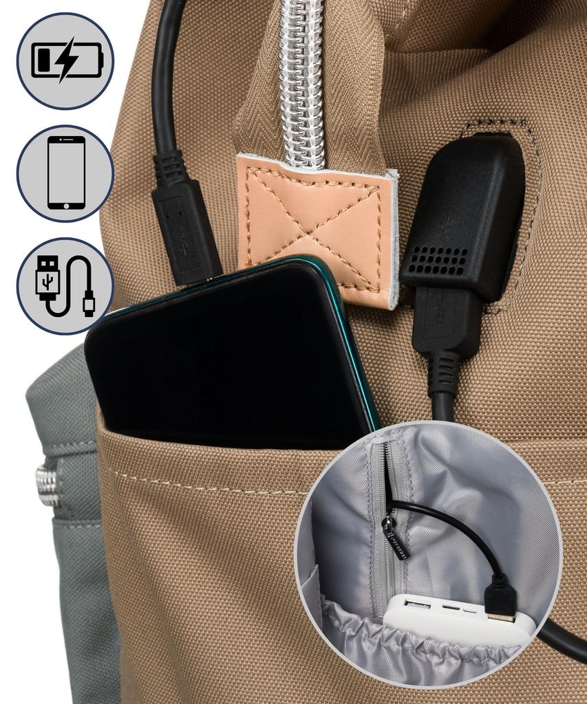 PTN BETA-6072 Khaki+Gray Fabric Backpack