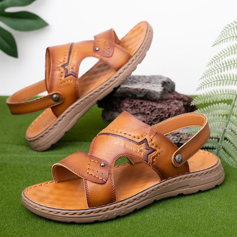 Fashion Men's Beach Open Toe Shoes Sandals High Quality Non-slip Men Slippers Breathable Two Uses Male Footwear Mens Summer Outdoor Shoe