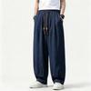 2026 Men New Chinese Style Imitation Linen Casual Pants Loose Lantern Harem Pants Elastic Waist Lightweight Trousers Streetwear
