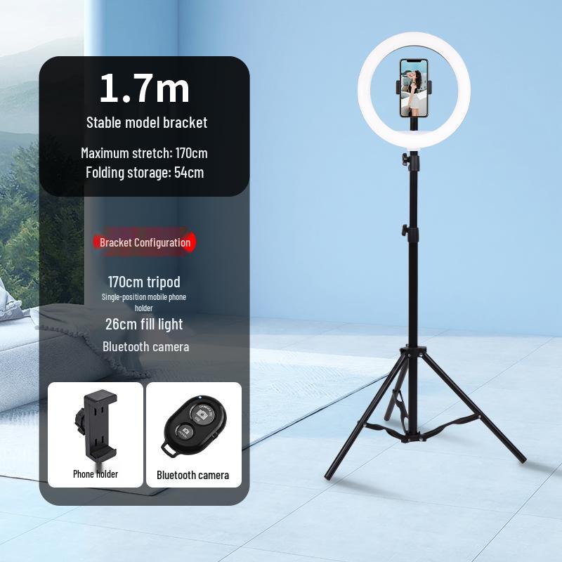 Tragbarer Multifunktionaler Selfie-Stick & Bodenstativ mit Fülllicht für Mobile Live-Streams