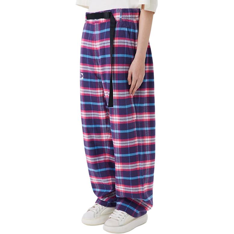 Lining All Over Plaid Mid Rise Straight Leg Casual Pants Men Bottoms Purple Gray AKXT071-1