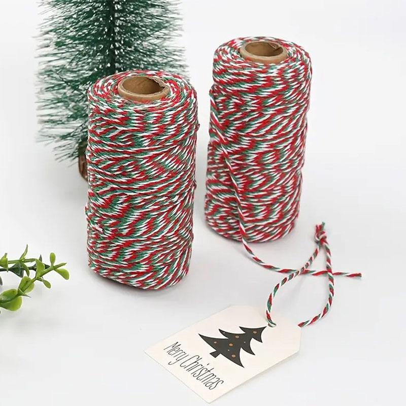 A Roll Christmas Cotton Cords Rop Twines Merry Christmas Decor For Home New Year Gifts Decor Packing Craft Wrapping Gift Packaging and DIY Projects