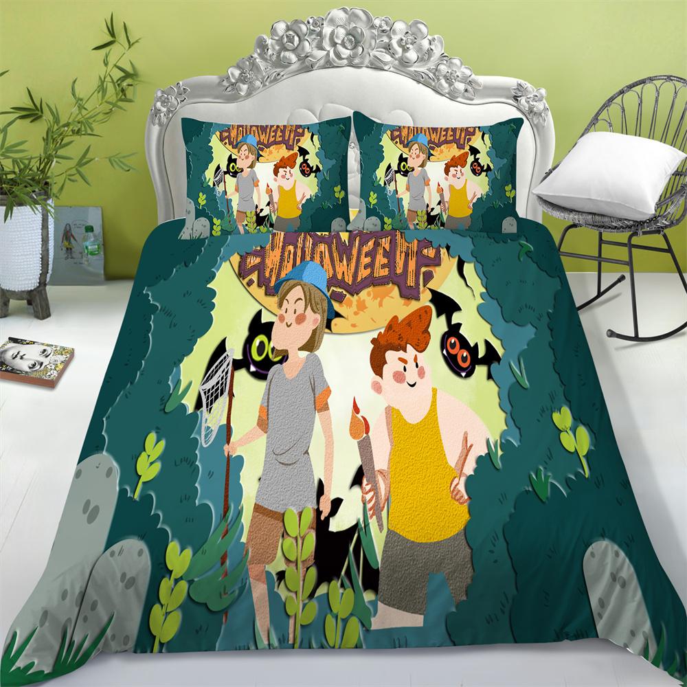 Zestaw poszewek Halloween druk 3D tekstylia domowe pościel typu king-size nastoletnie dzieci miękka kapa na kołdrę wysoce zestawy pościelowe