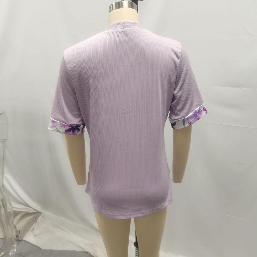 Summer 2024 European American Printed Two-piece Short-sleeved T-shirt for Women