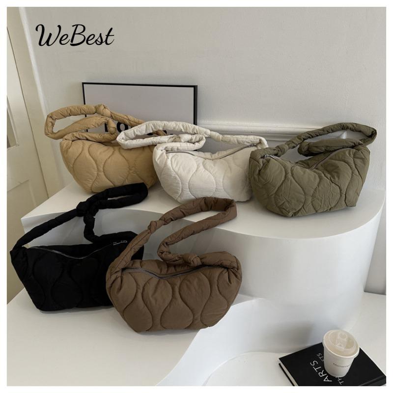 

New Autumn and Winter Embroidered Thread Bag Solid-color Handbag білий