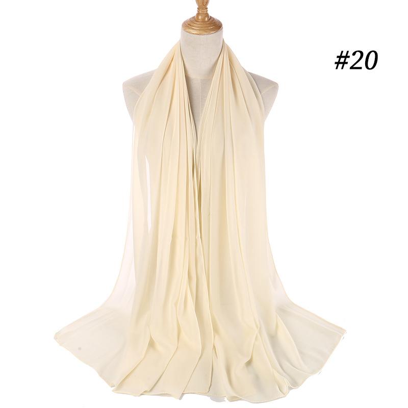 Muslim Plain Bubble Chiffon Hijab Scarf Women Scarves Long Shawls And Wraps Head Scarf Solid Color Soft Silk Feeling Headband