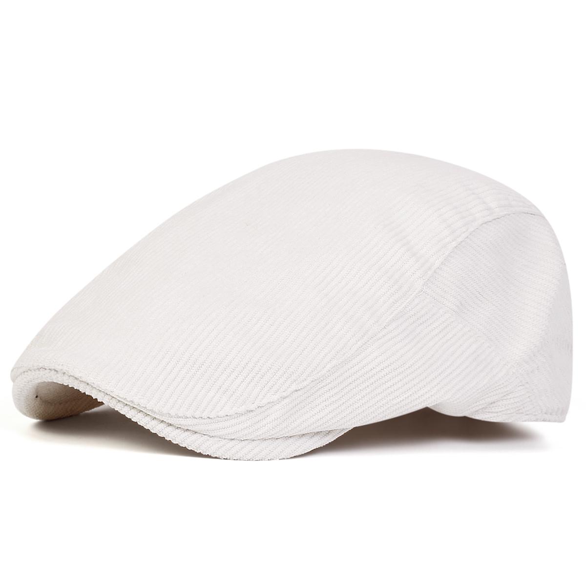 

Однотонная вельветовая кепка газетчика Зимняя модная беретка Пара Уличные дорожные шляпы Теплые шапки белый