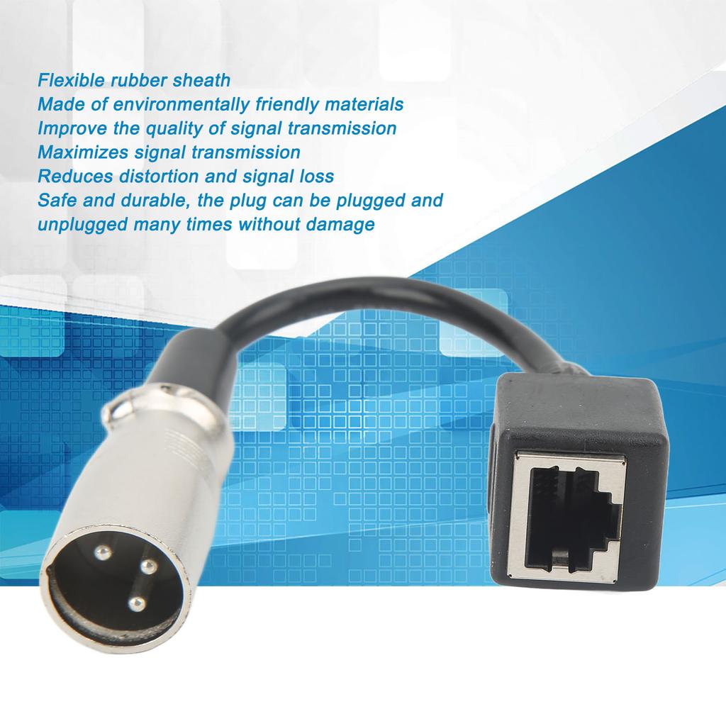 XLR 3pin to RJ45 Female Adapter Cable Rubber Cover XLR Male to RJ45 Network Connector Extension Cable 5.9in