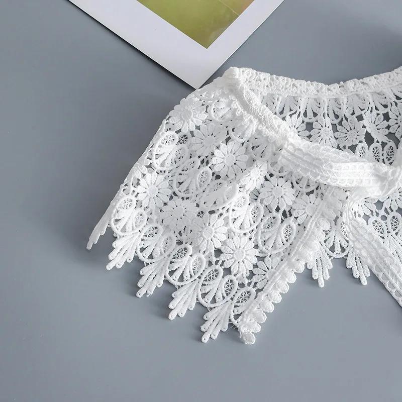 Perfect Match Lace Floral Embroidery Fake Collar Shawl Female Removable Shoulder Wraps Detachable Collar For Women Dress Shirt False Collarl