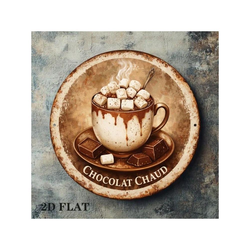Vintage Metal Hot Chocolate Sign Wall Art Cafe Decor