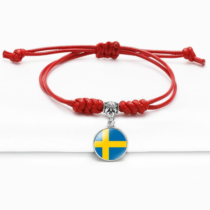 Red Bracelet Trendy With Timeless Gem European Country Flags Unisex Material Mixed
