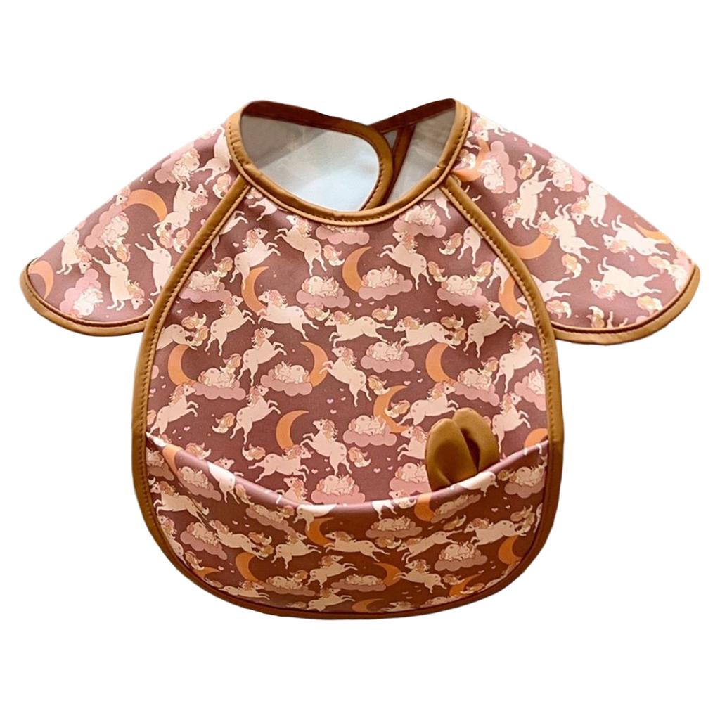 Baby Kids Waterproof Bibs Cute Rabbit Ears Decor Anti-dirty Apron Cover Smock for Saliva Eating Feeding Baking Art Painting