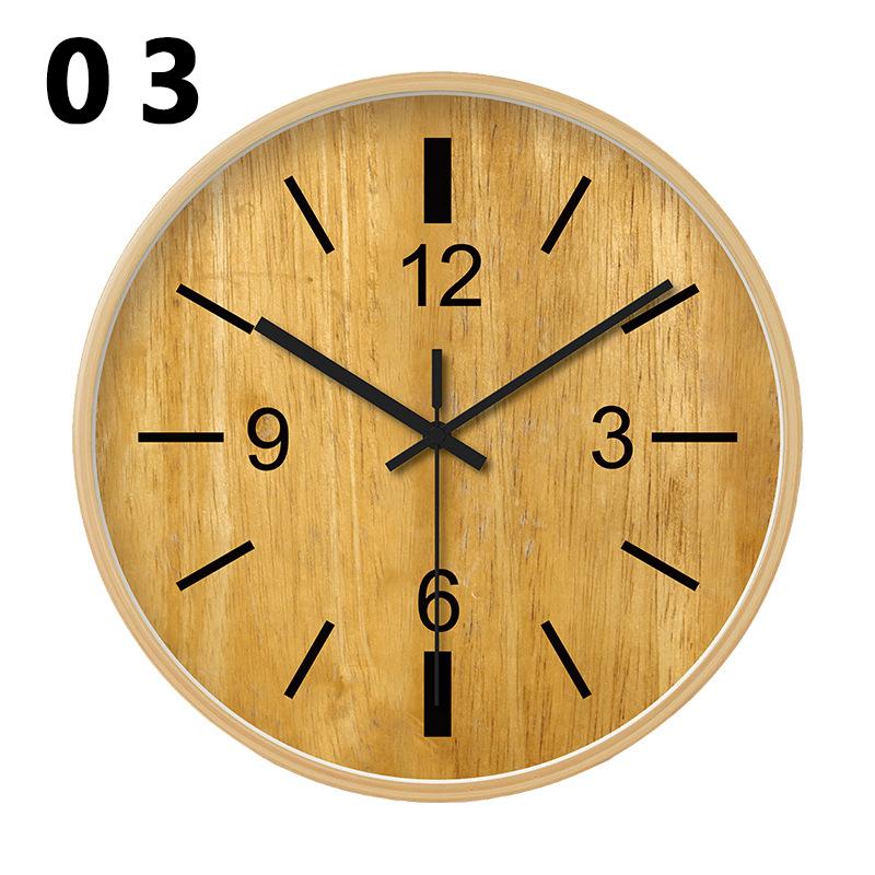European Wooden Silent Wall Clock Living Room Simple Decoration Pointer Clock, Japanese Style Retro Wood Quartz Clock 20/30/35cm
