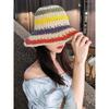 Chic Summer Straw Hat Beach Holiday Hat Hand Crocheted Rainbow Hat