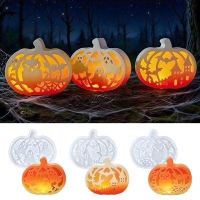 Pumpkin Mold Pumpkin Lamp Thanksgiving Silicone Molds Resin Casting Craft Supplies for Halloween Decorations Plaster Epoxy Wax