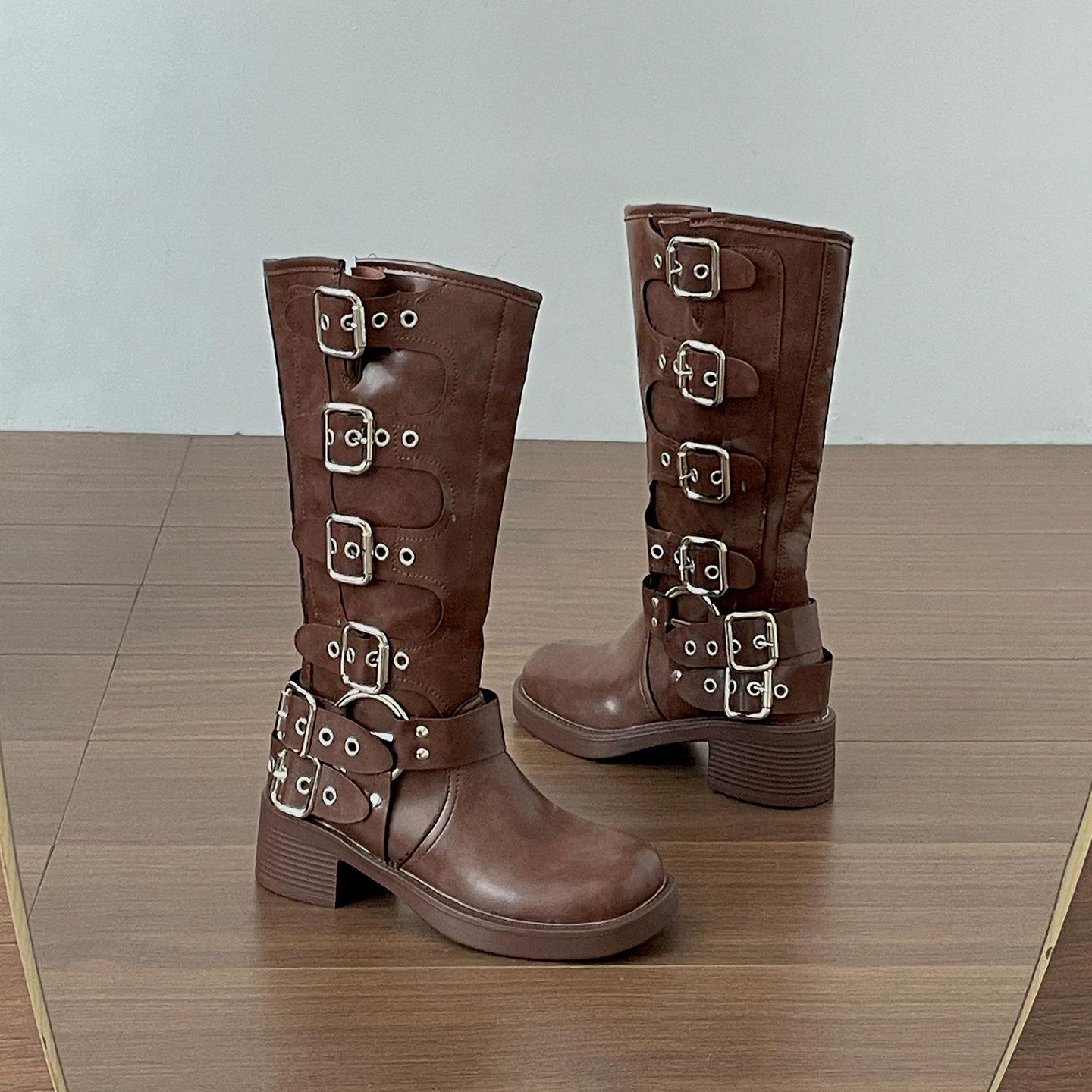 

Ретро черные британские ботинки на толстом каблуке детские ботинки 2025 новая осень с юбкой тонкие рыцарские ботинки 43 коричневый