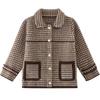 Giacca Autunnale e Invernale con Stampa a Quadri, Capispalla Casual a Maniche Lunghe con Bottoni, Abbigliamento da Donna