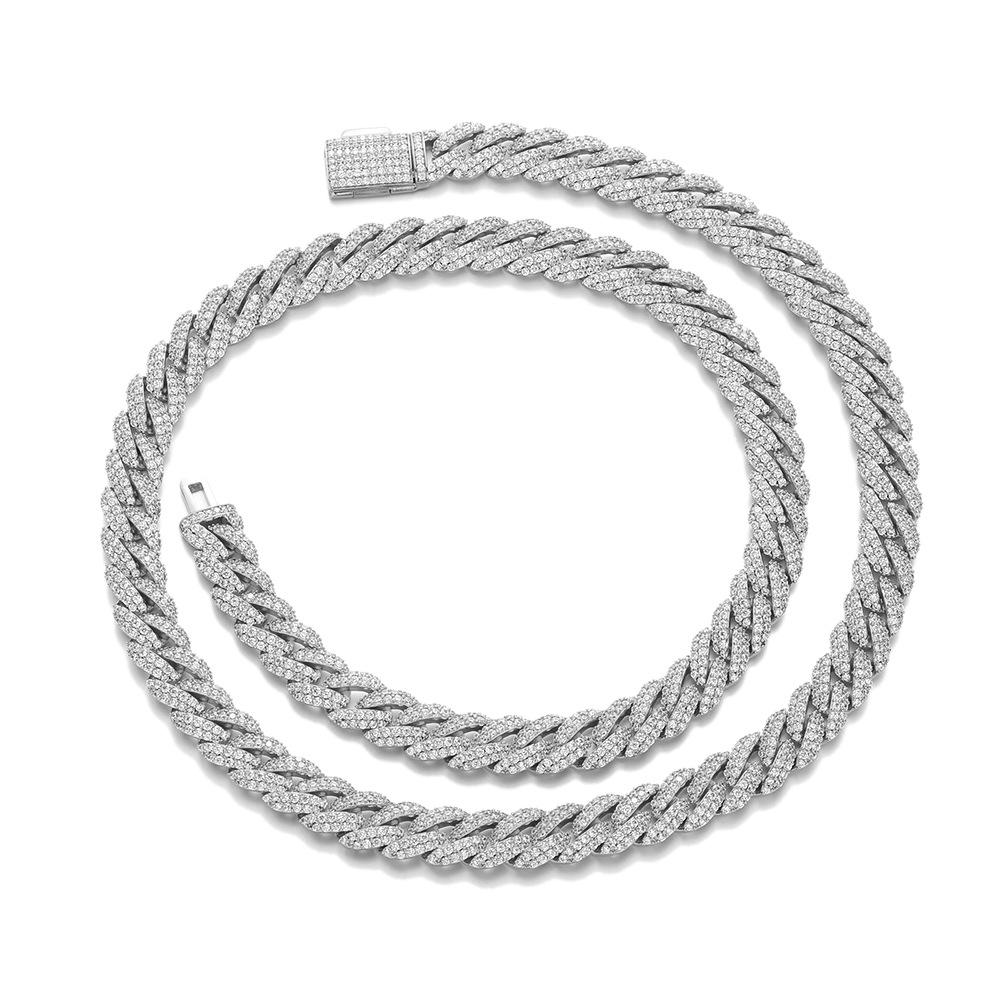 

11Mm Double Row Zircon Bubble Cuban Chain Men s Necklace Personality Hip Hop Cool Design Sense Necklace Jewelry Bracelet 7inch (length about 18cm)