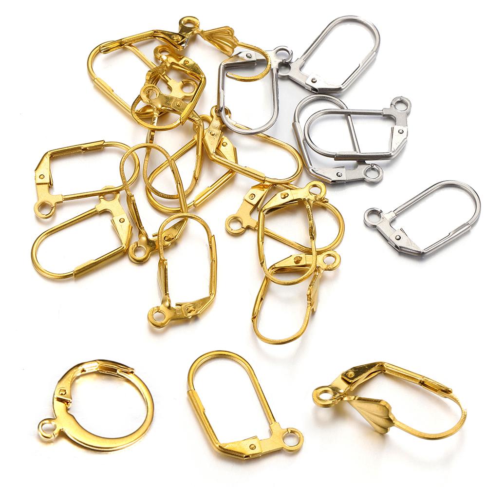 20 pezzi Acciaio Inossidabile Orecchini a Gancio Francese Chiusura a Leva Gancio per Orecchini a Cerchio Anello Aperto Ganci per Orecchini a Leva per Orecchini Creazione Gioielli Fai da Te