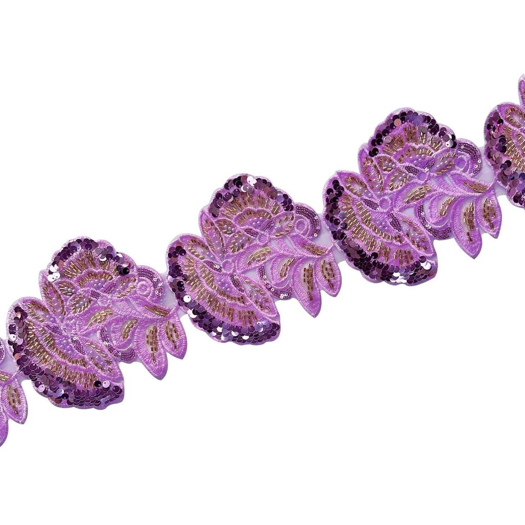 Heavy Industry Multi-Color Mesh Yarn Bead Sequin Embroidery Flower Patch Lace Decoration Ethnic Style Dress Clothing Cloth Sticker