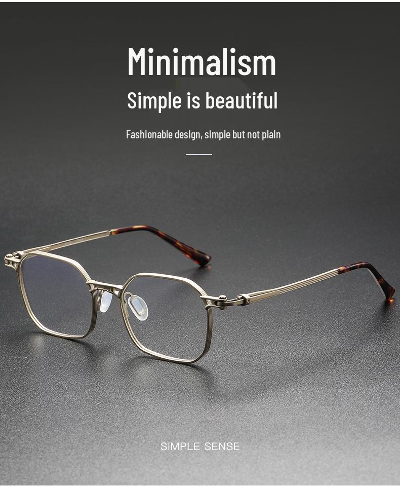Yuanzaki Anti-Gang Pure Titanium Retro Square Eyeglasses - Handmade Prescription Frames