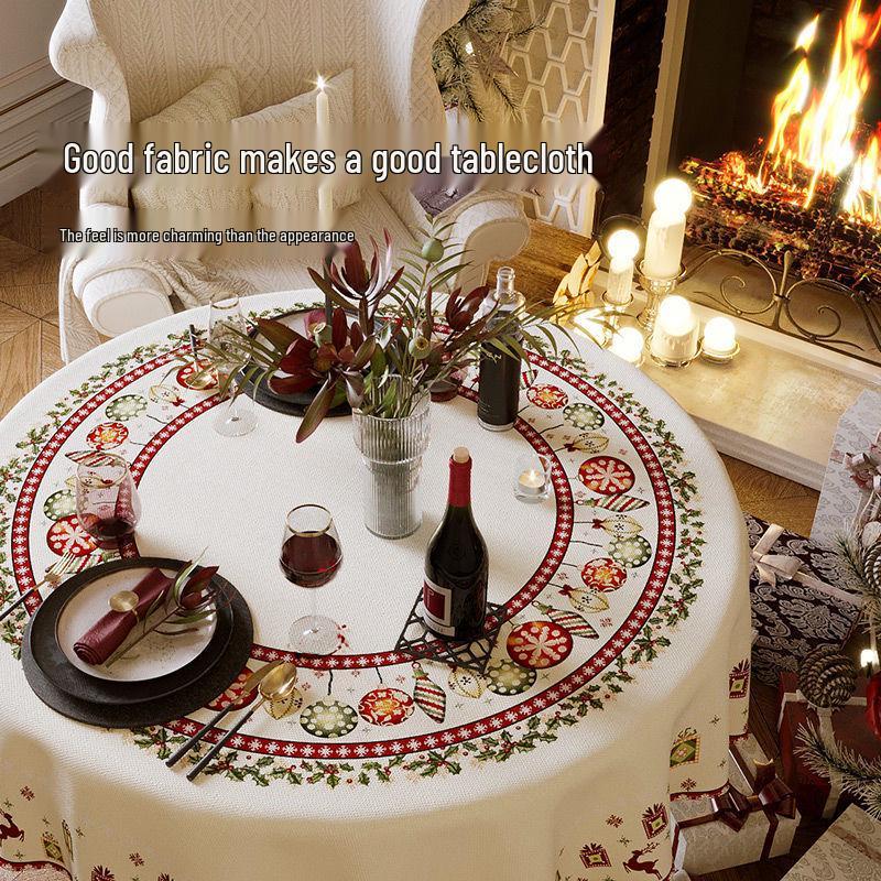 Hochwertige Weihnachts- und Neujahrs-Rundtischdecke für Ess- und Kaffeetische