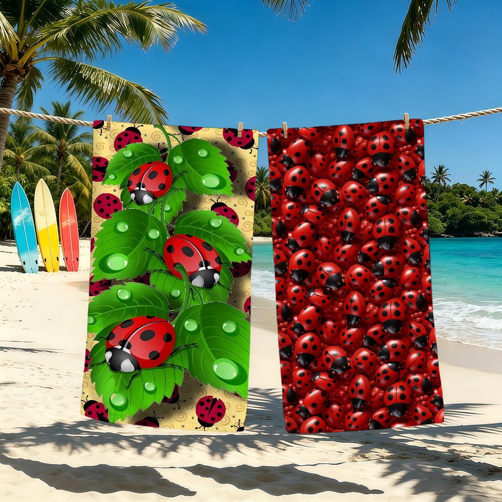 L-Ladybug Towel For Outdoor Camping Anime Beach Towel Super Absorbent Quick-Drying Summer Cartoon Towel