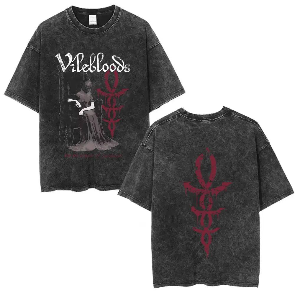 

Washed Vintage Game Bloodborne Horror Hunter Fear The Old Blood T Shirt Men Women Casual Oversized T-shirt Male Retro 3XL
