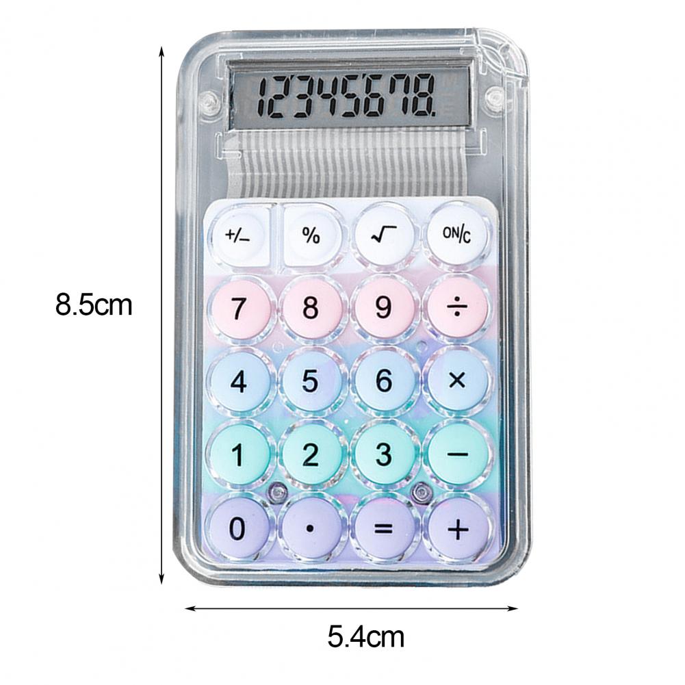

Калькулятор конфетного цвета, 8-разрядный, большой ЖК-дисплей, большие кнопки, портативный карманный калькулятор, карманный математический инструмент для студента разноцветный