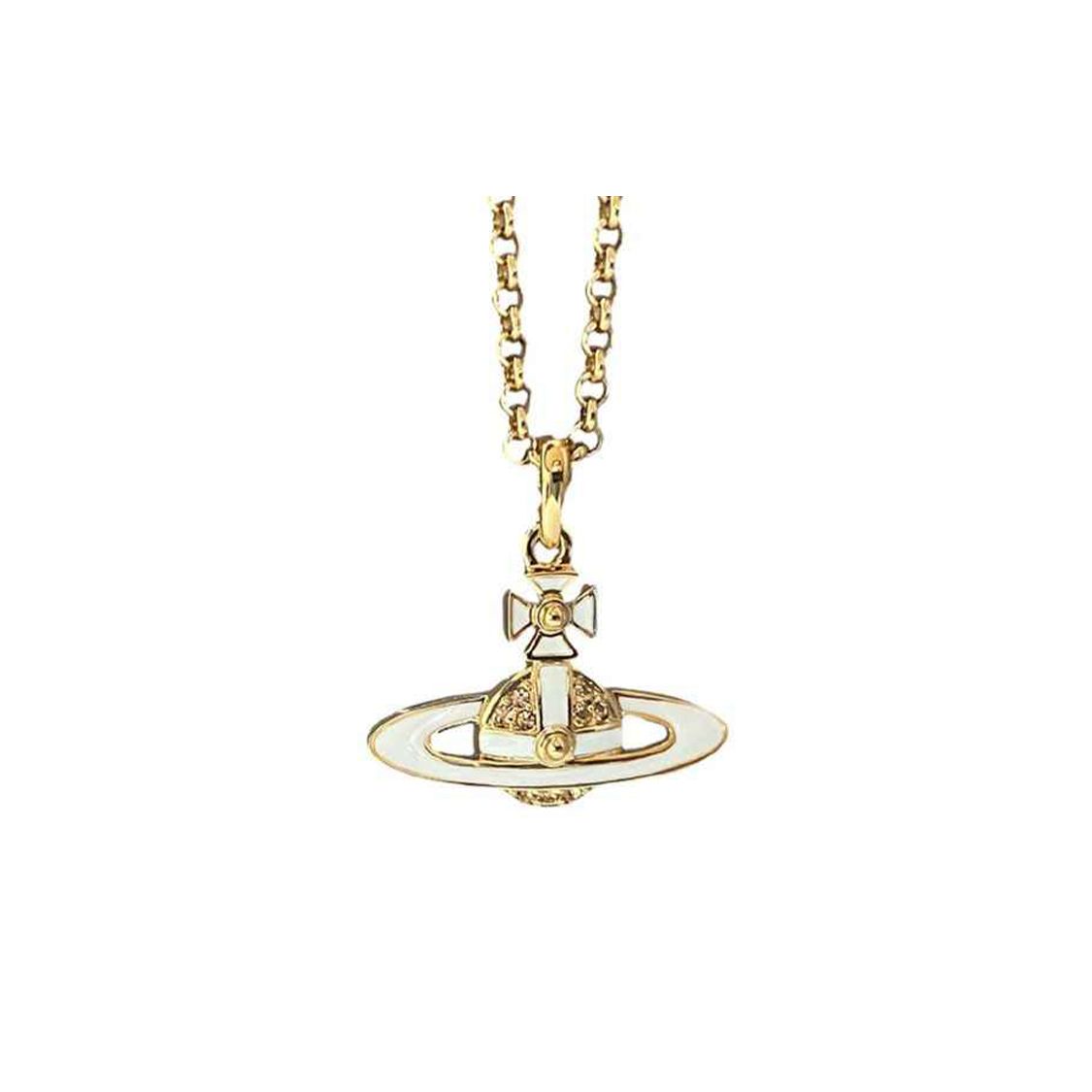 Vivienne Westwood Neil Saturn Design Necklace Women necklace Gold White 6302039P02R281CN Basic Packaging-Dust Bag+Box