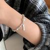 Elise 925 Silver Point Pearl Charm Silver Ball Bracelet F30