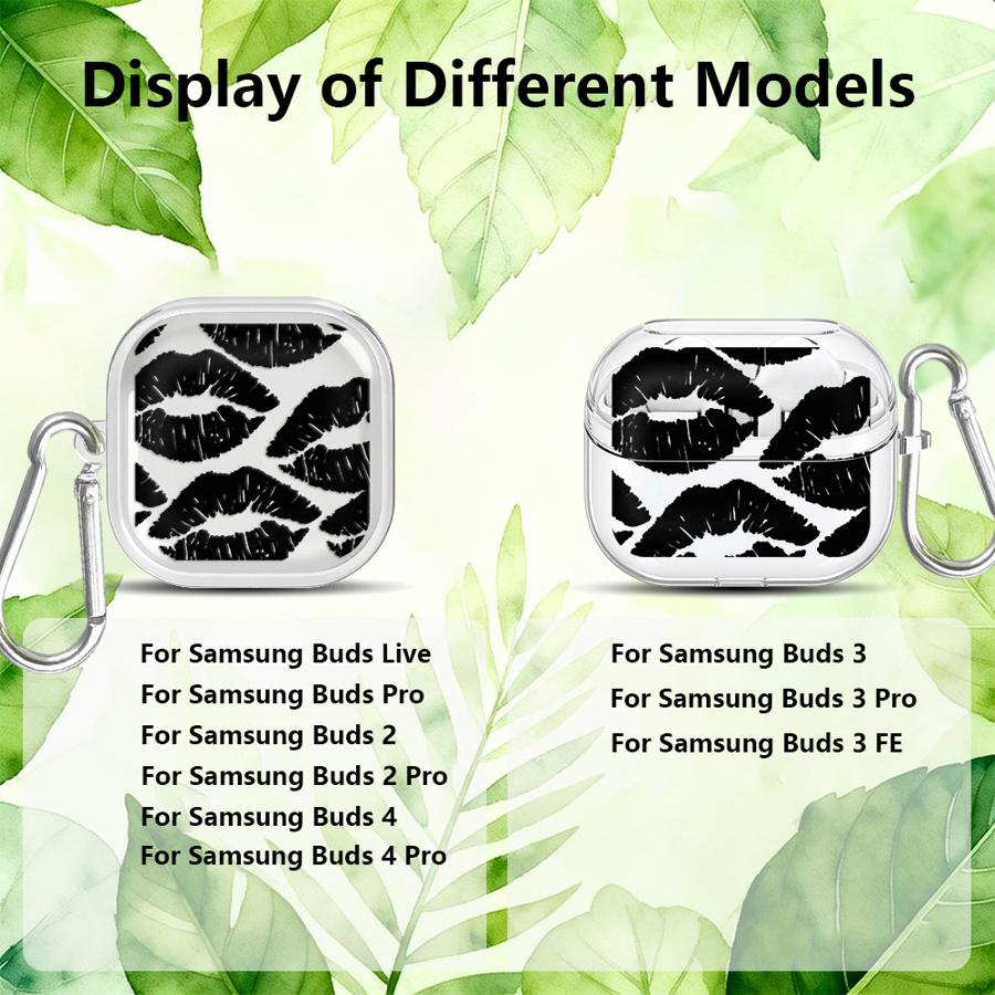 Sexy Red Lips Clear Earphone Cases Cover With Hook Case For Samsung Galaxy Buds 4Pro 3 FE Live 2 4 Pro 2Pro 3Pro