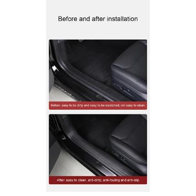 For Tesla Model 3 Highland 2024 Napa Leather Threshold Strip Guard Pad Door Sill Protector Kit Door Welcome Pedal Threshold Mat