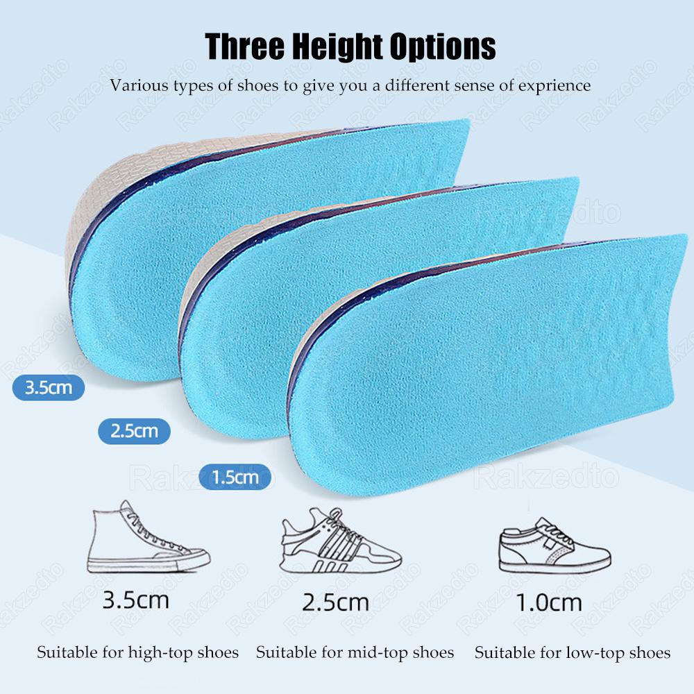 Silicone Height Increase Insoles for Men Women Elastic Heightening Increase Templates Gel Insoles for Shoes Heel Lift Shoe Sole